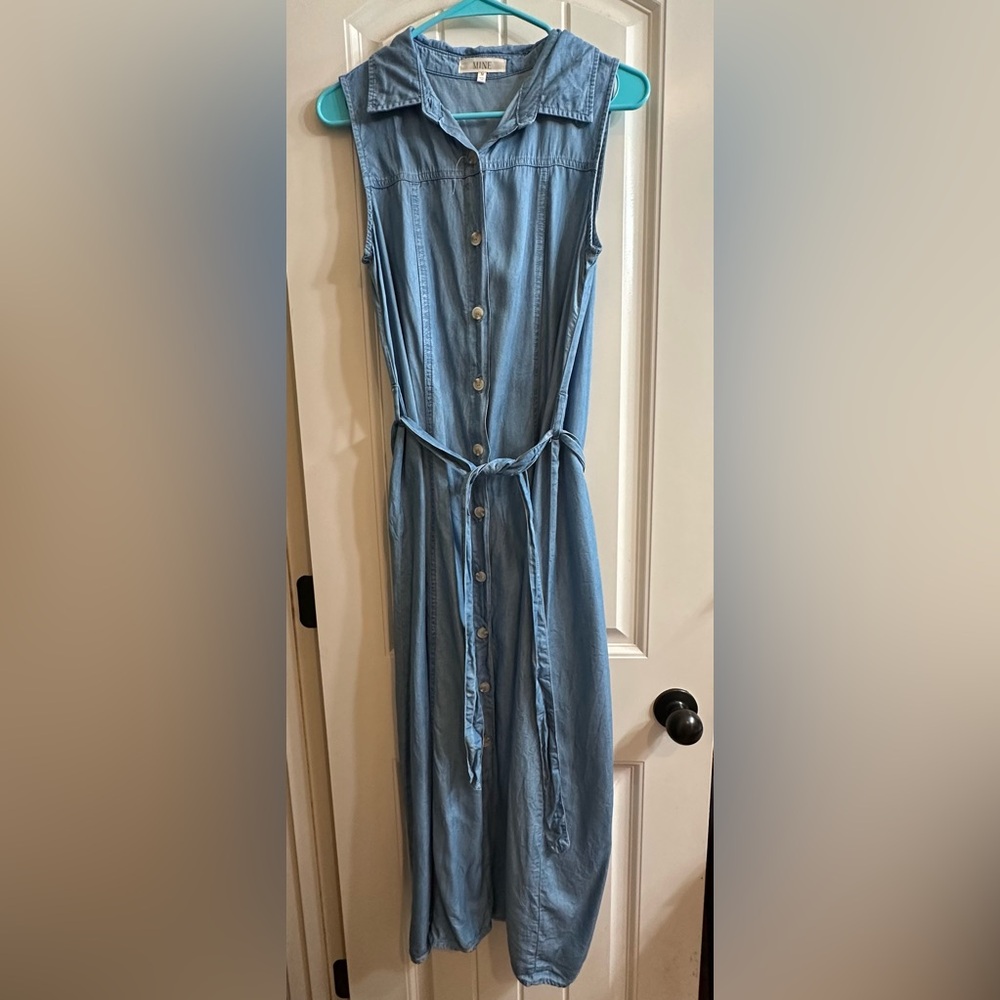 Mine Sleeveless Light Blue Maxi Dress